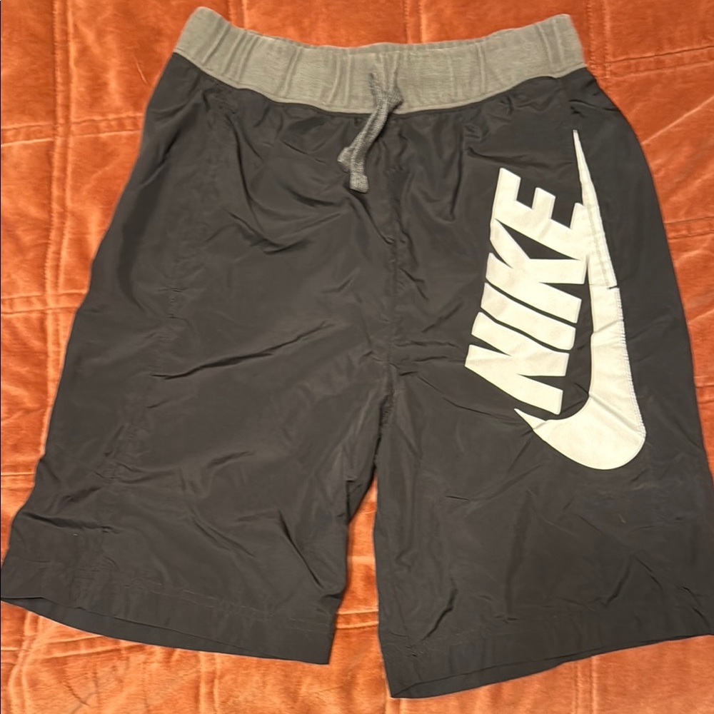 Nike Kids Black Shorts with Gray Waistband